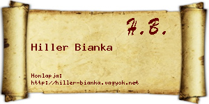 Hiller Bianka névjegykártya
